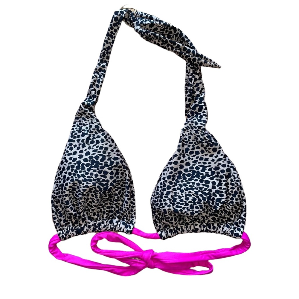 Y2K VINTAGE SWIM SYSTEMS CHEETAH PRINT TRIANGLE HALTER BIKINI TOP size large